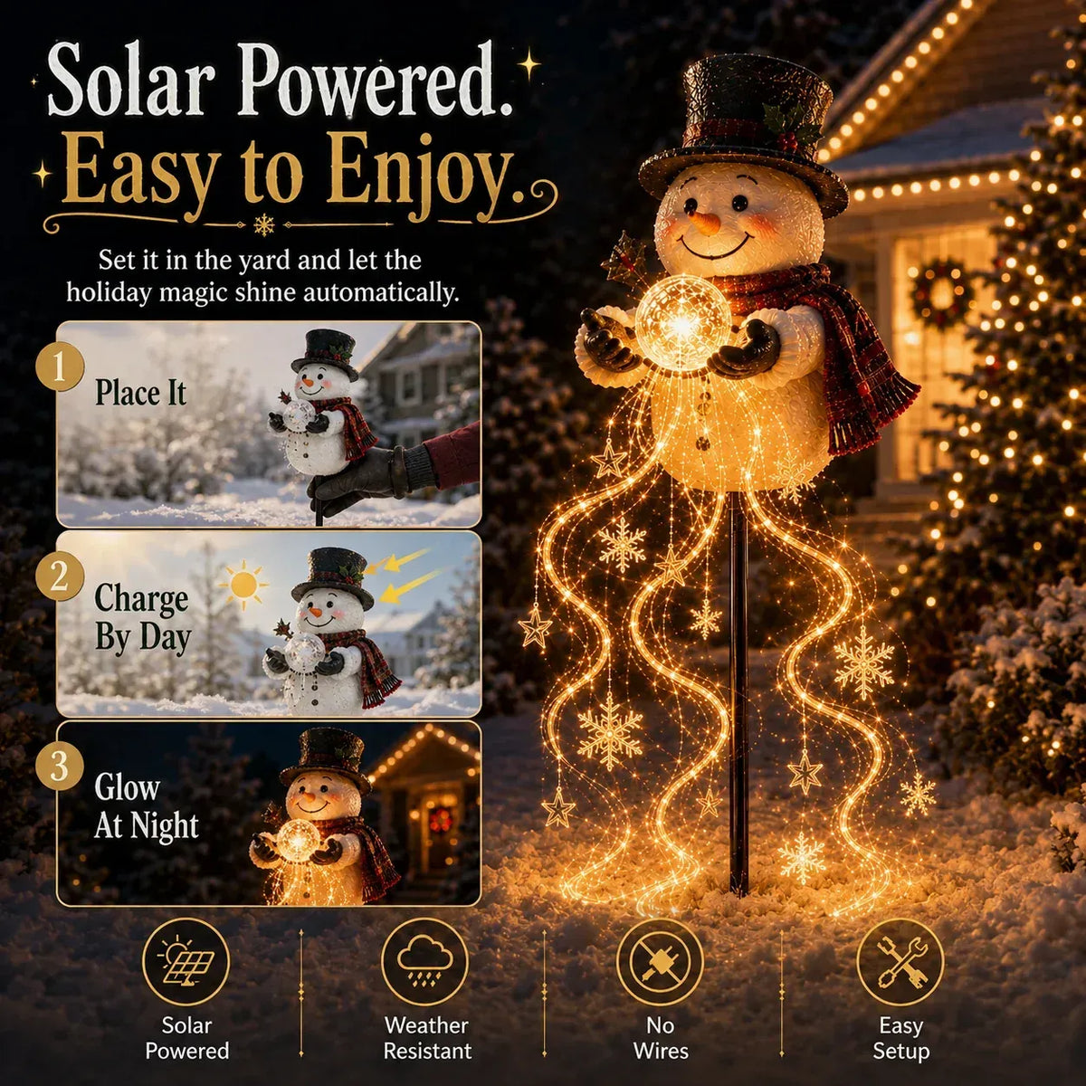 🎄Last day 49% OFF⛄Snowman Magic Fountain-Flowing Snowflake LED Christmas Garden Light❄