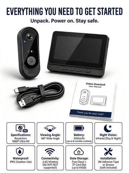 【24h Monitoring】AI Voice Changer Doorbell Camera