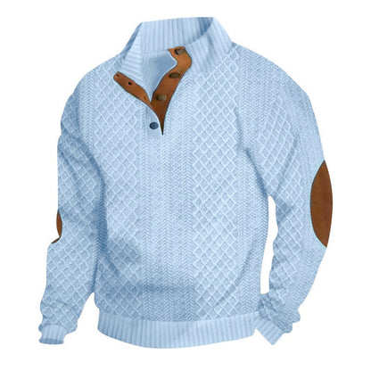 Men's Colorblock Jacquard Stand Collar Sweatshirt