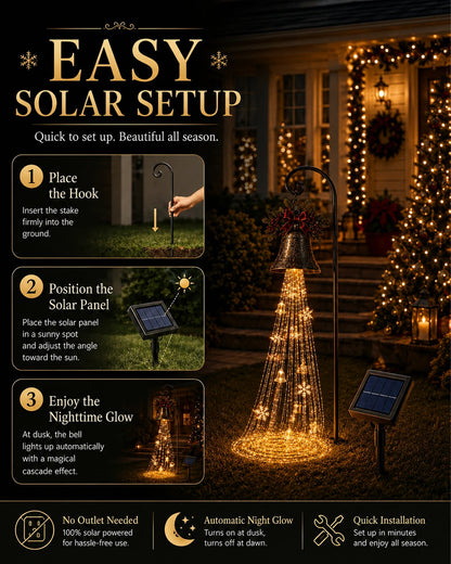 🎄 Solar-Gartenleuchte „Weihnachtsglocken-Kaskade“✨