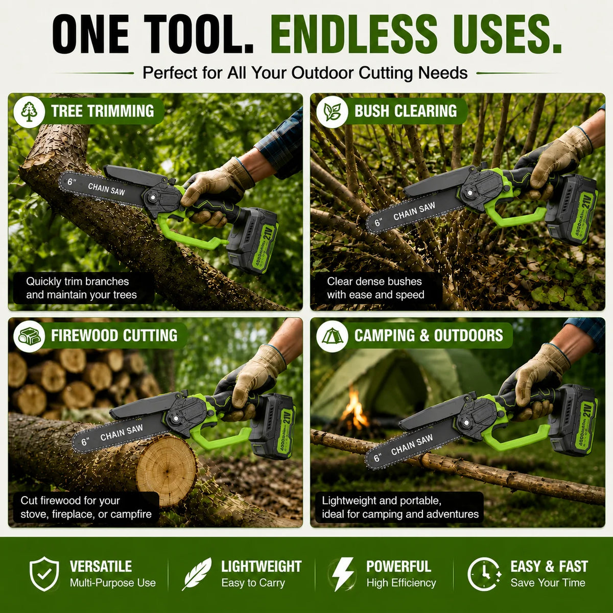 Mini Chainsaw 🔋 6-Inch Portable Electric Chainsaw for Tree Trimming & DIY URL Handle