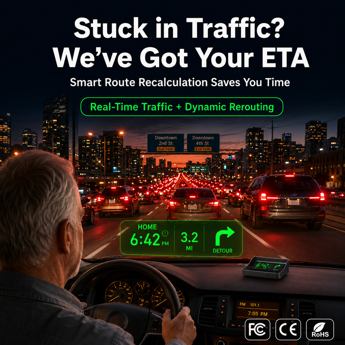 Head-up Display (HUD) in-vehicle GPS digital speedometer