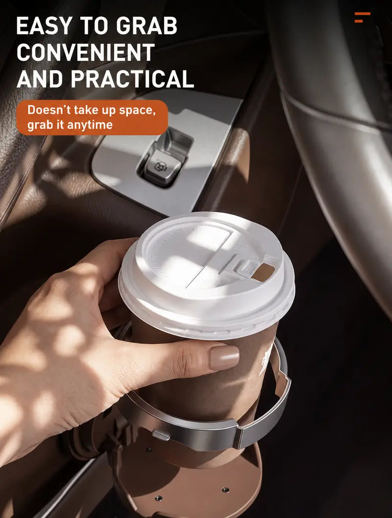Universal Foldable Car Cup Holder with Hook – Space-Saving Drink & Bag Organizer