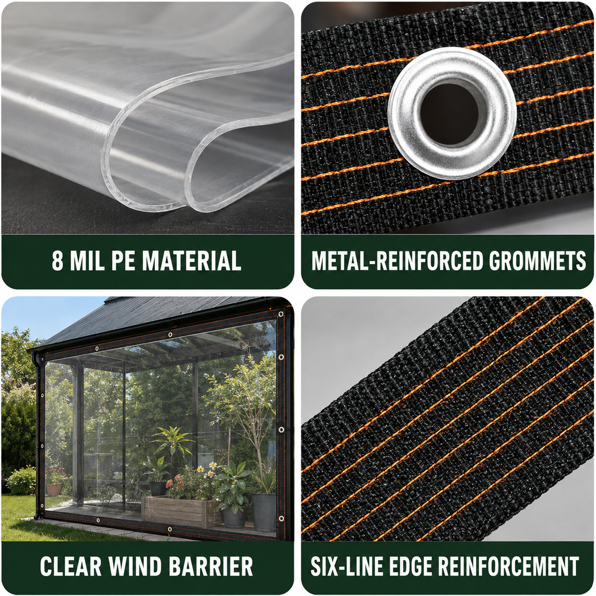 🍂 Heavy-Duty Clear Waterproof Tarp – Wind Protection & Warmth for Fall Outdoors