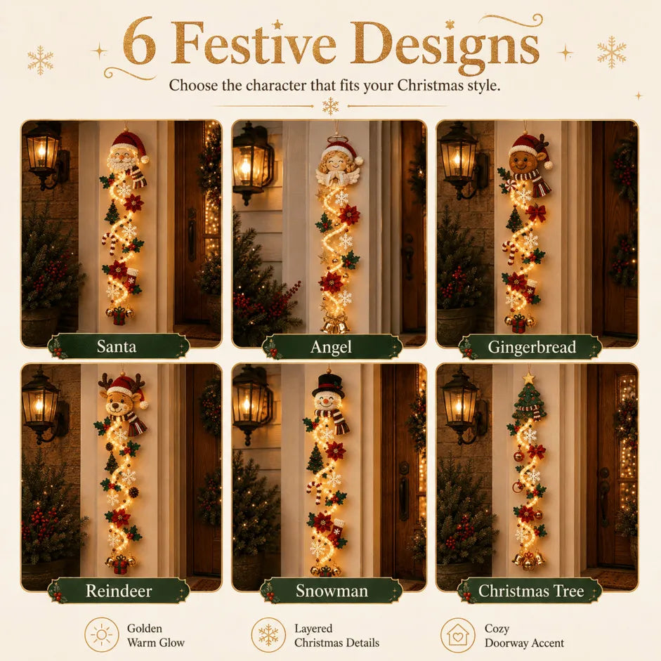 🎄MerryCascade™ Glowing Christmas Door Hanger | 6 Festive Light Designs✨