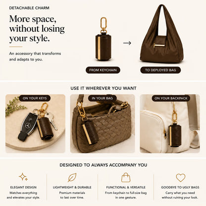 Toworkact™ Varelli Charm Transformable Bag – Stylish Vegan Leather Tote & Keychain Charm