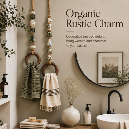 ⏰️Limited-time promotion🔥Decorative Beaded Towel Hanger with Wooden Ring