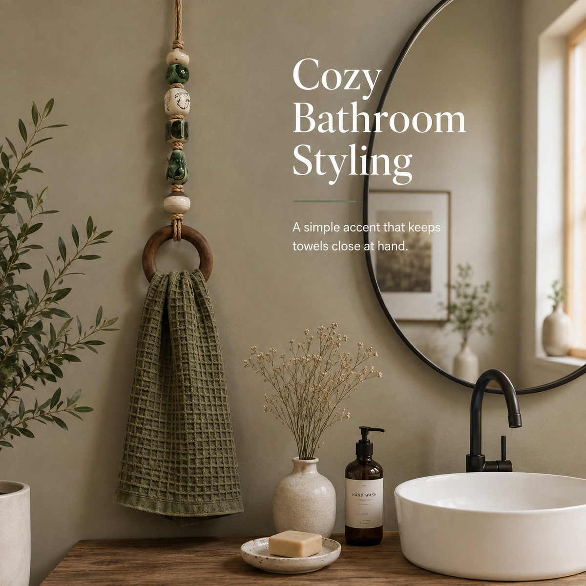 ⏰️Limited-time promotion🔥Decorative Beaded Towel Hanger with Wooden Ring