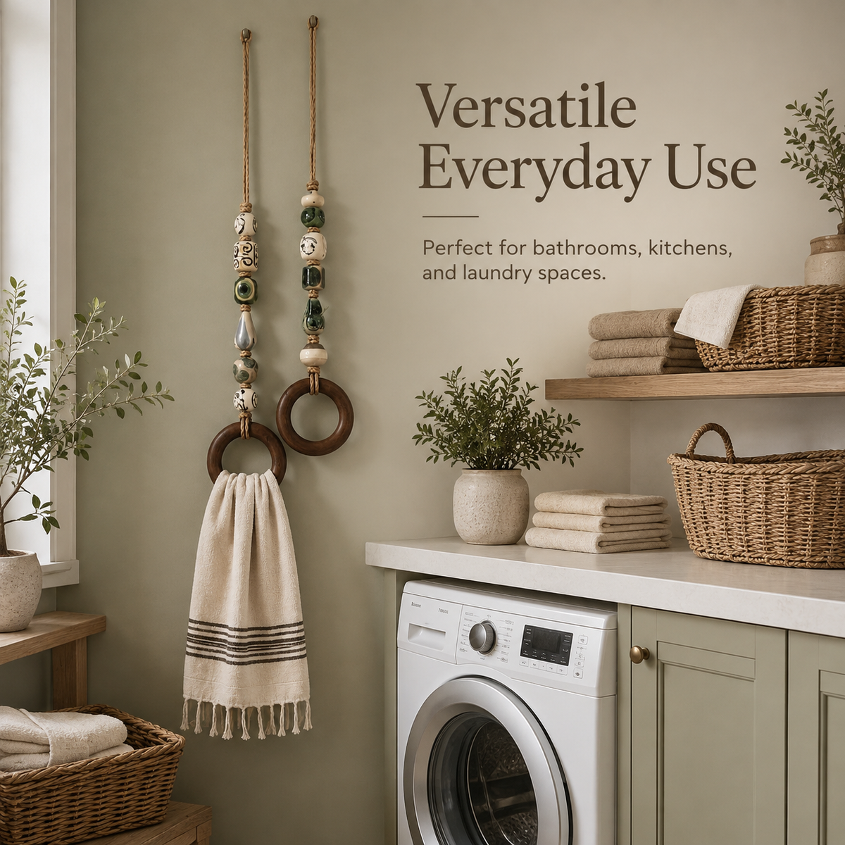 ⏰️Limited-time promotion🔥Decorative Beaded Towel Hanger with Wooden Ring