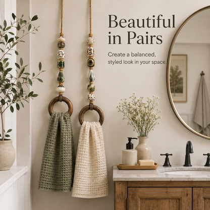 ⏰️Limited-time promotion🔥Decorative Beaded Towel Hanger with Wooden Ring