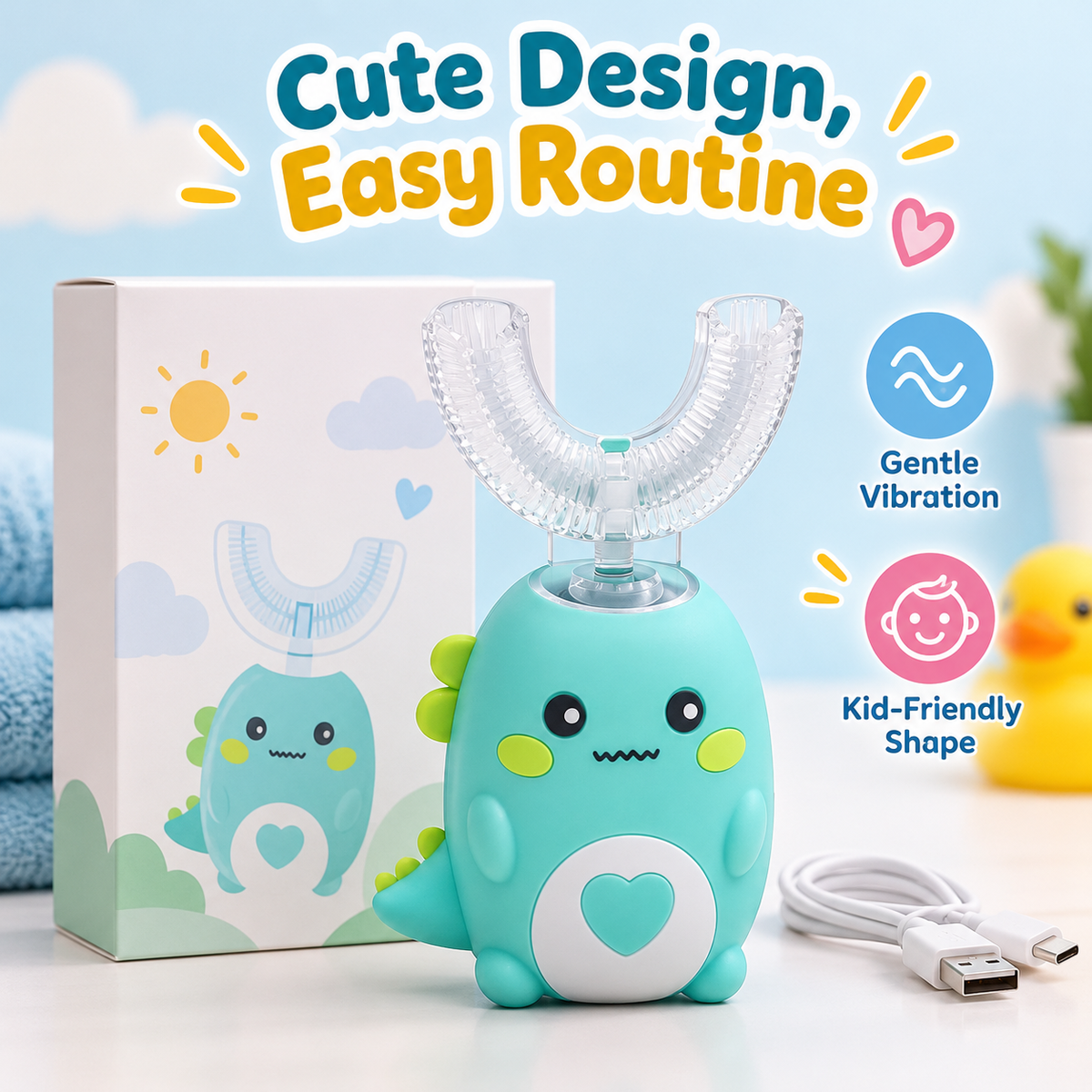 Kids U-Shaped Automatic Electric Toothbrush – Gentle & Fun Brushing