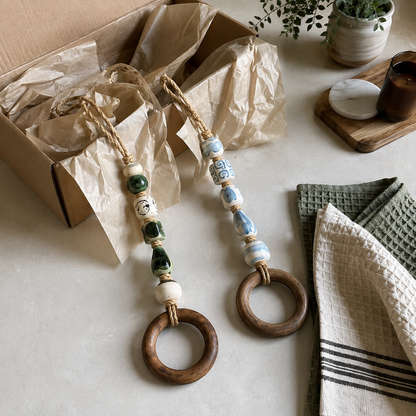 ⏰️Limited-time promotion🔥Decorative Beaded Towel Hanger with Wooden Ring