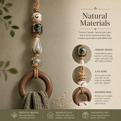 ⏰️Limited-time promotion🔥Decorative Beaded Towel Hanger with Wooden Ring