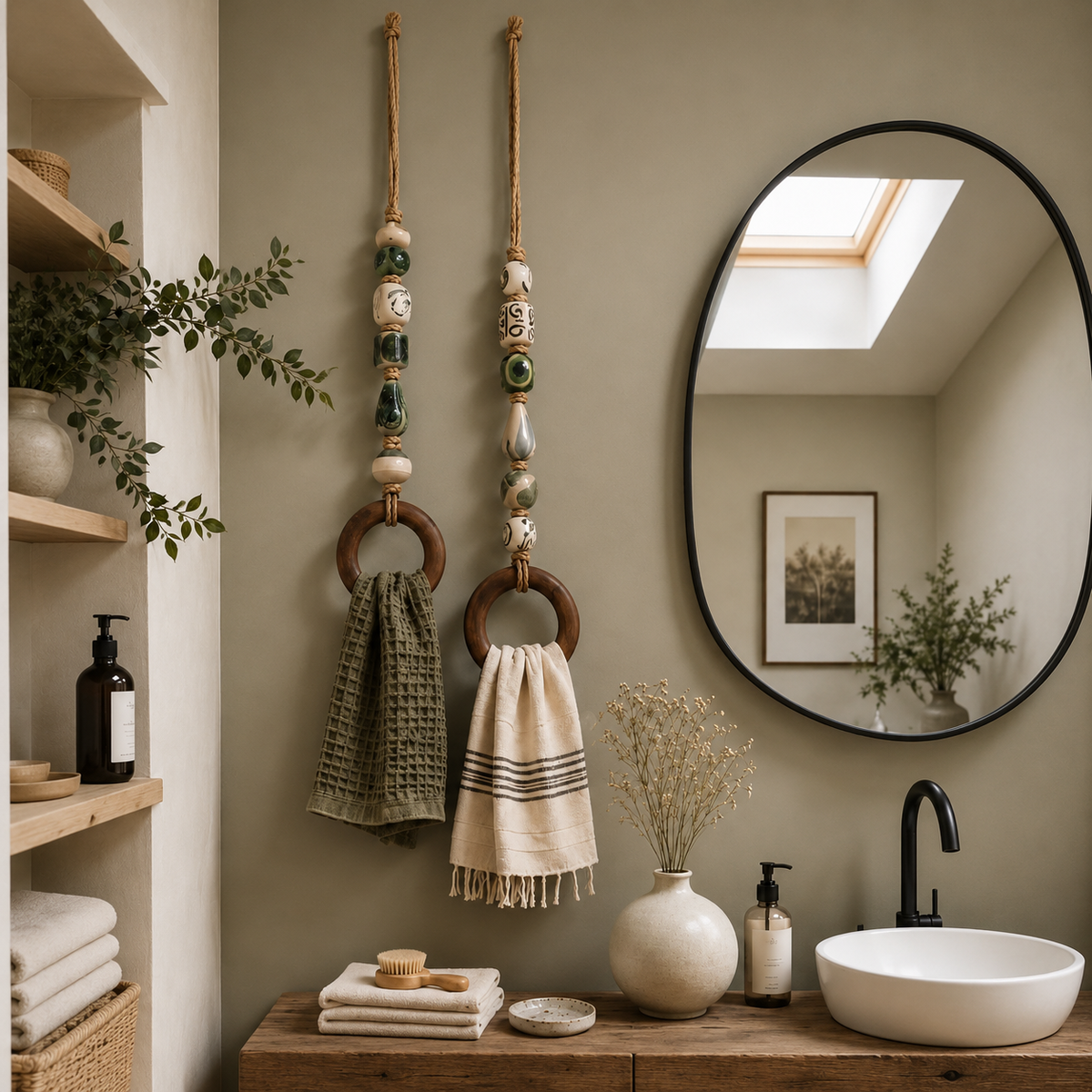 ⏰️Limited-time promotion🔥Decorative Beaded Towel Hanger with Wooden Ring