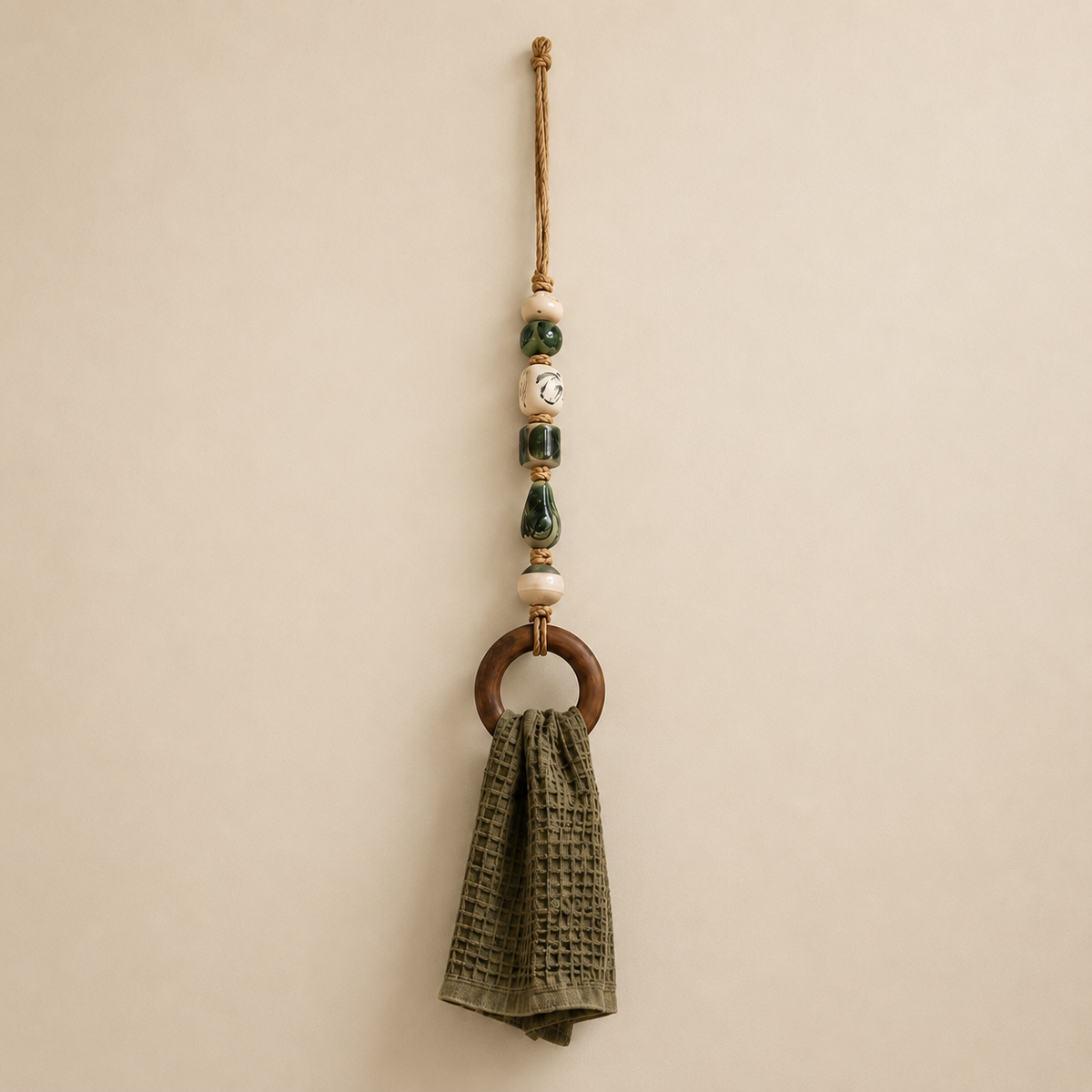 ⏰️Limited-time promotion🔥Decorative Beaded Towel Hanger with Wooden Ring