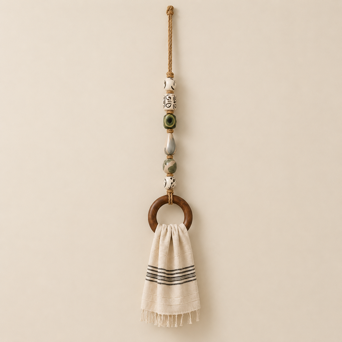 ⏰️Limited-time promotion🔥Decorative Beaded Towel Hanger with Wooden Ring