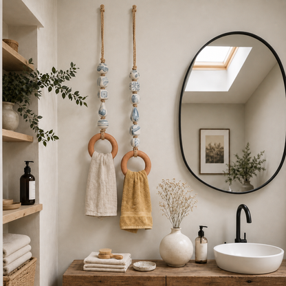 ⏰️Limited-time promotion🔥Decorative Beaded Towel Hanger with Wooden Ring