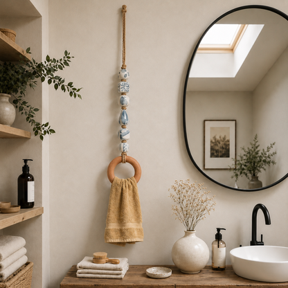 ⏰️Limited-time promotion🔥Decorative Beaded Towel Hanger with Wooden Ring