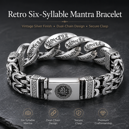 Men's Retro Six-Syllable Mantra Bracelet