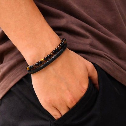 Tiger Eye & Leather Bracelet for Son: A Reminder of Your Love