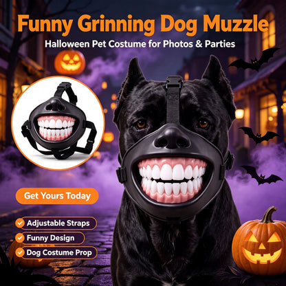 Funny Grinning Teeth Dog Muzzle | Halloween Pet Costume Accessory