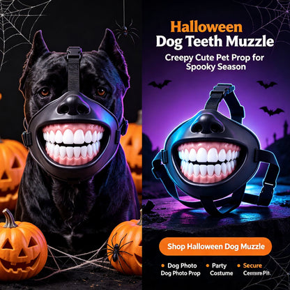 Funny Grinning Teeth Dog Muzzle | Halloween Pet Costume Accessory