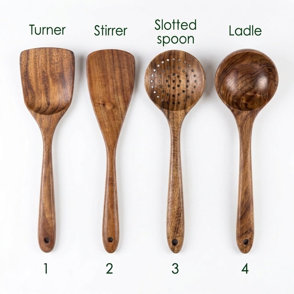 🔥 Last Day 49% OFF-Small Leaf Acacia Wood Utensil Set