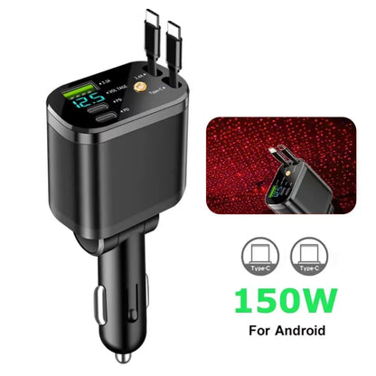 180W 7-in-1 Fast Car Charger with Retractable Cables