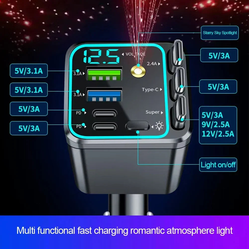Retractable car charger detail view