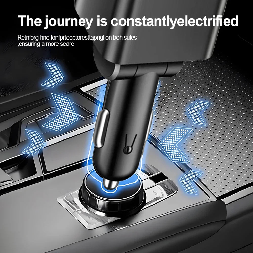 180W 7-in-1 Fast Car Charger with Retractable Cables