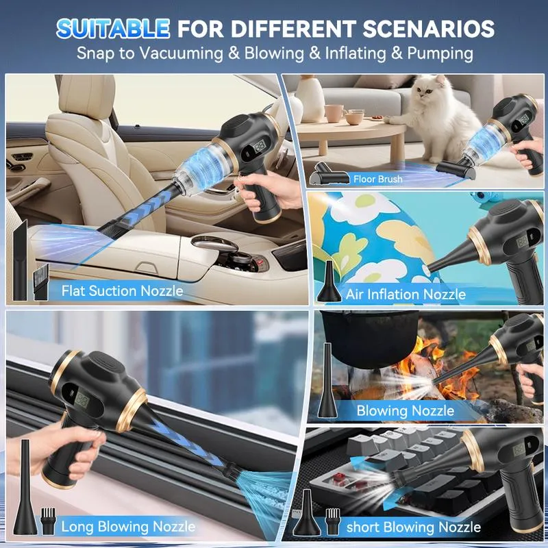 Handheld Cordless Car Vacuum Cleaner 19000pa Powerful 6-in-1 Portable