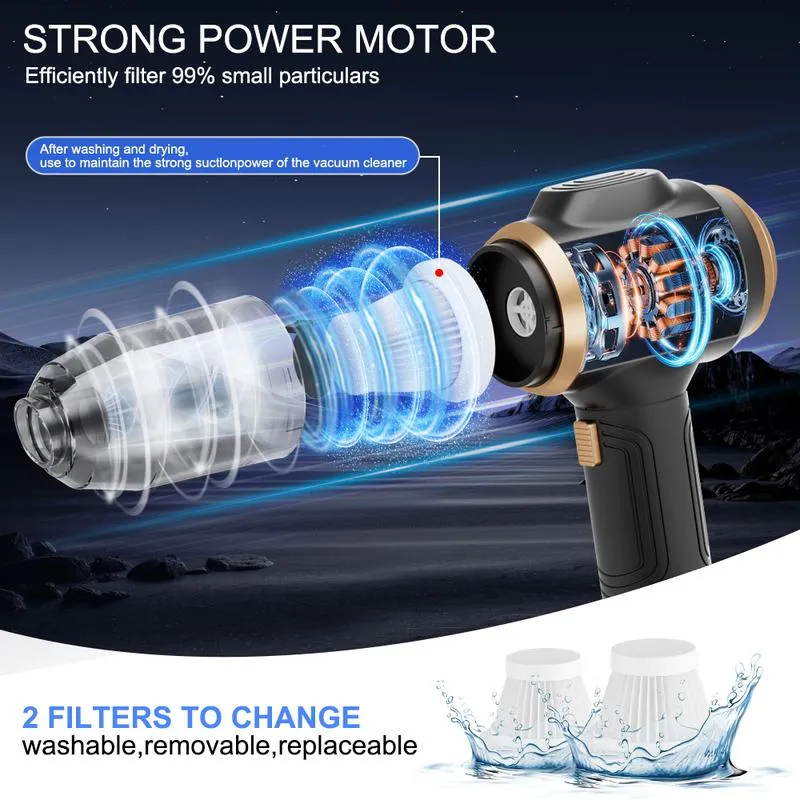 Handheld Cordless Car Vacuum Cleaner 19000pa Powerful 6-in-1 Portable