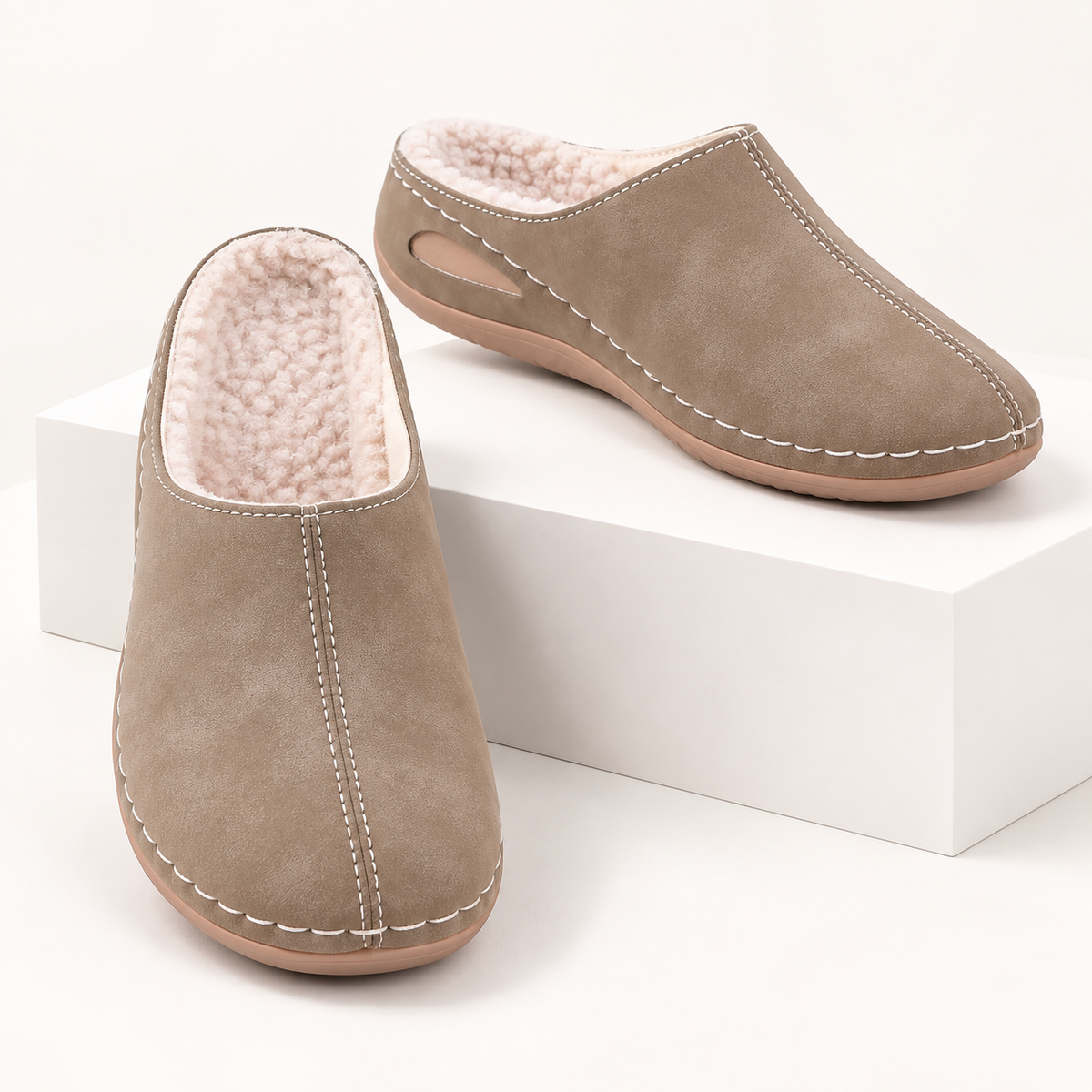 Women's Warm Comfort Winter Mules – Warm Plush Interior with Non-Slip Supportive Sole