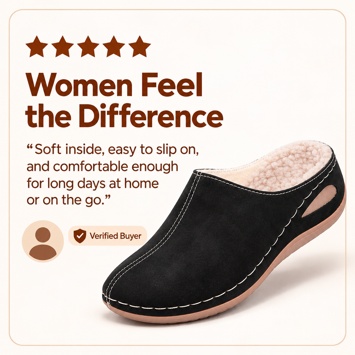 Women's Warm Comfort Winter Mules – Warm Plush Interior with Non-Slip Supportive Sole