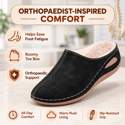 Women's Warm Comfort Winter Mules – Warm Plush Interior with Non-Slip Supportive Sole