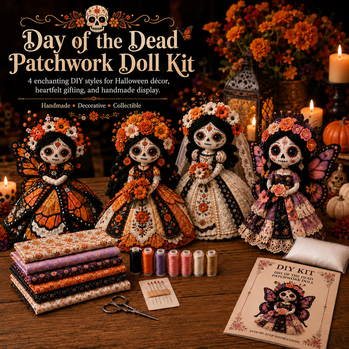 DIY Patchwork Doll Sewing Kit 🎃 Create Your Own Handmade Fabric Doll
