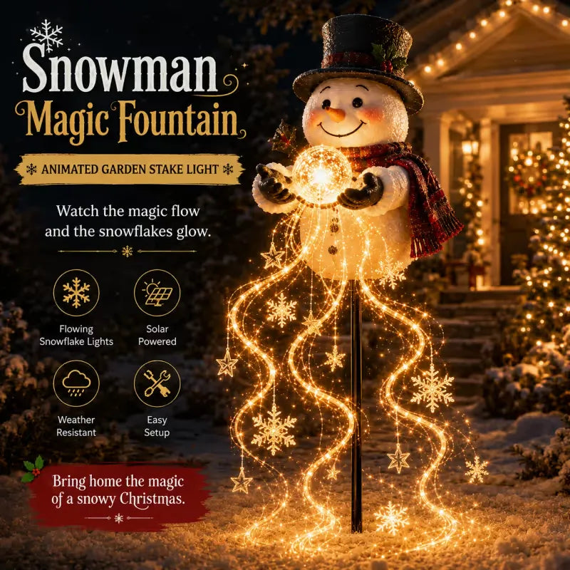 🎄Last day 49% OFF⛄Snowman Magic Fountain-Flowing Snowflake LED Christmas Garden Light❄