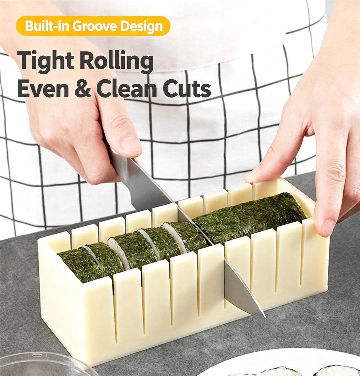 DIY Sushi Maker Mold Set, HIPS Non-Stick Sushi Rolling Tool with Cutting Groove 🍣