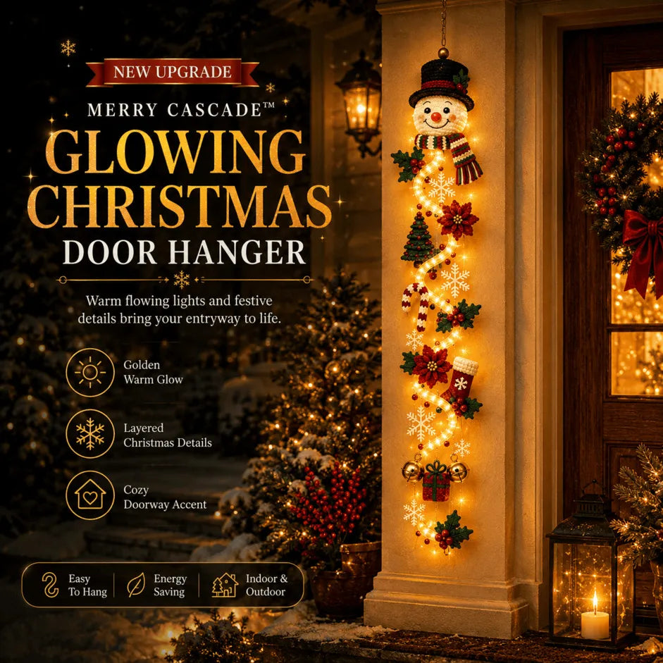 🎄MerryCascade™ Glowing Christmas Door Hanger | 6 Festive Light Designs✨