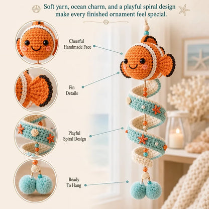 🌊Sea-animal themed crochet hanging kit (spiral) for beginners | Complete kit with all tools and step-by-step guide included💕 - 7