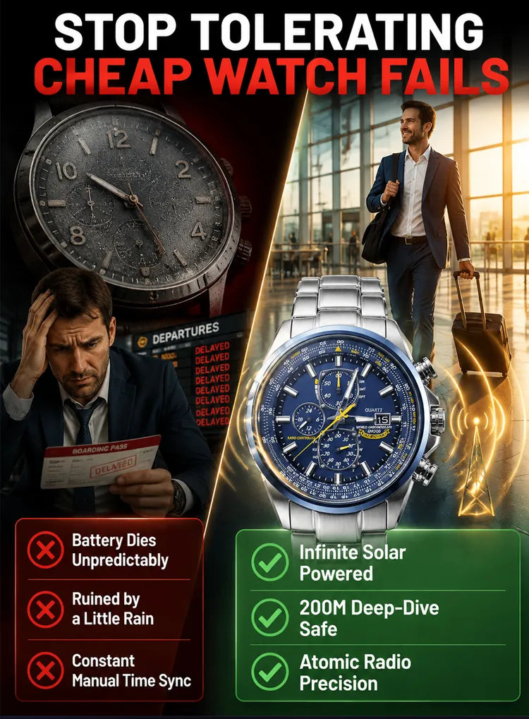 ⌚ Swiss Pilot Watch｜Authentic Swiss‑handcrafted, microscope‑calibrated movement, lifetime‑no‑replace solar movement, professional 20ATM waterproof 💧