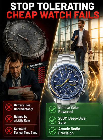 ⌚ Swiss Pilot Watch｜Authentic Swiss‑handcrafted, microscope‑calibrated movement, lifetime‑no‑replace solar movement, professional 20ATM waterproof 💧