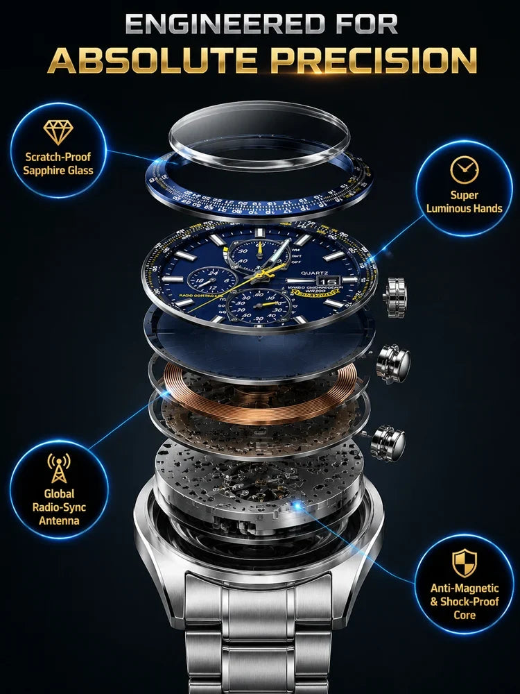 ⌚ Swiss Pilot Watch｜Authentic Swiss‑handcrafted, microscope‑calibrated movement, lifetime‑no‑replace solar movement, professional 20ATM waterproof 💧