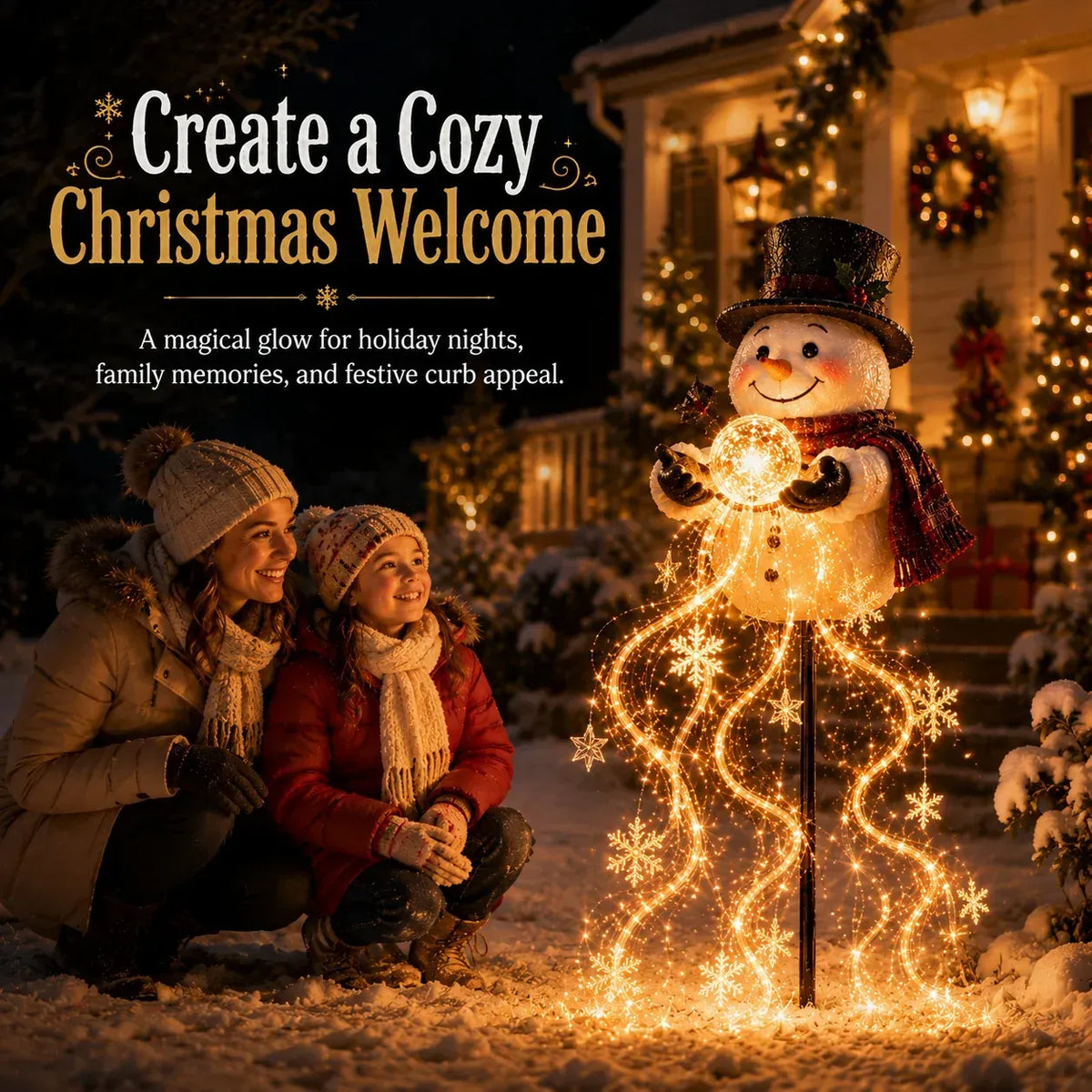 🎄Last day 49% OFF⛄Snowman Magic Fountain-Flowing Snowflake LED Christmas Garden Light❄