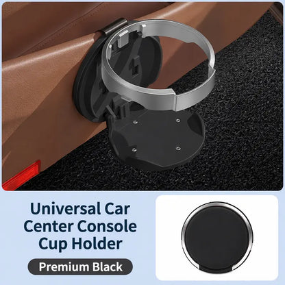 Universal Foldable Car Cup Holder with Hook – Space-Saving Drink & Bag Organizer