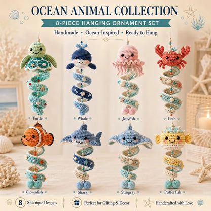 🌊Sea-animal themed crochet hanging kit (spiral) for beginners | Complete kit with all tools and step-by-step guide included💕 - 9