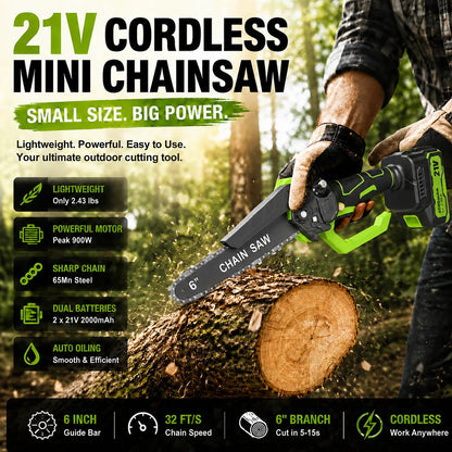 Mini Chainsaw 🔋 6-Inch Portable Electric Chainsaw for Tree Trimming & DIY URL Handle