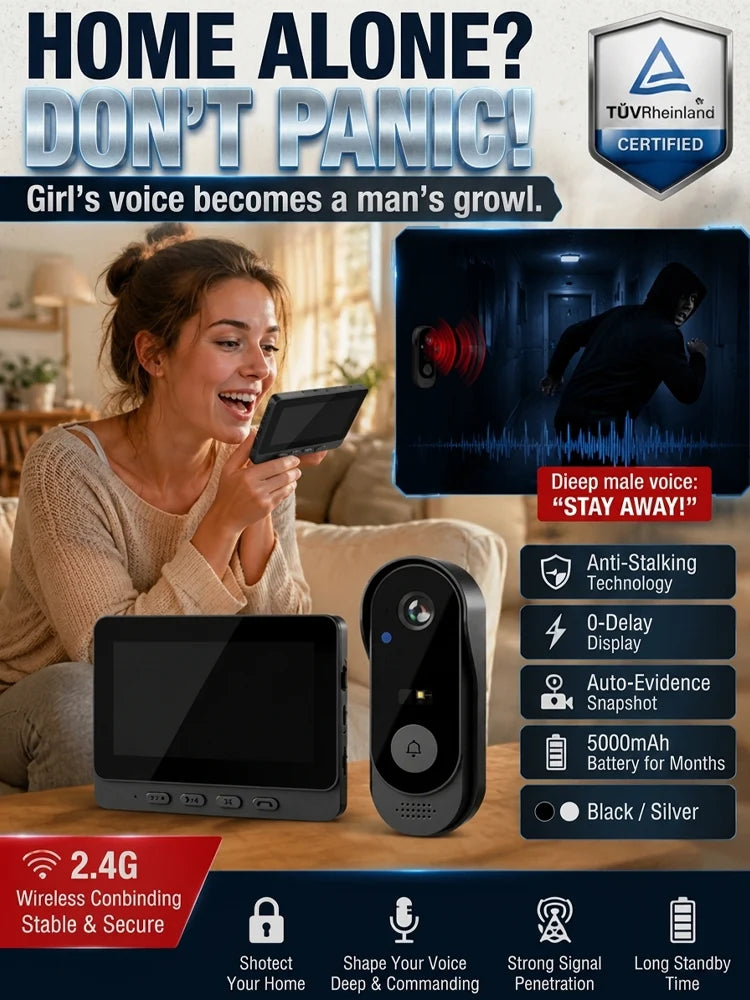 【24h Monitoring】AI Voice Changer Doorbell Camera