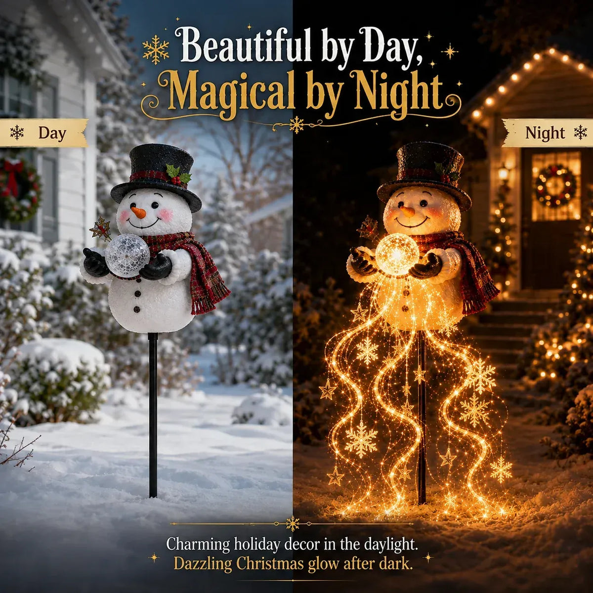 🎄Last day 49% OFF⛄Snowman Magic Fountain-Flowing Snowflake LED Christmas Garden Light❄