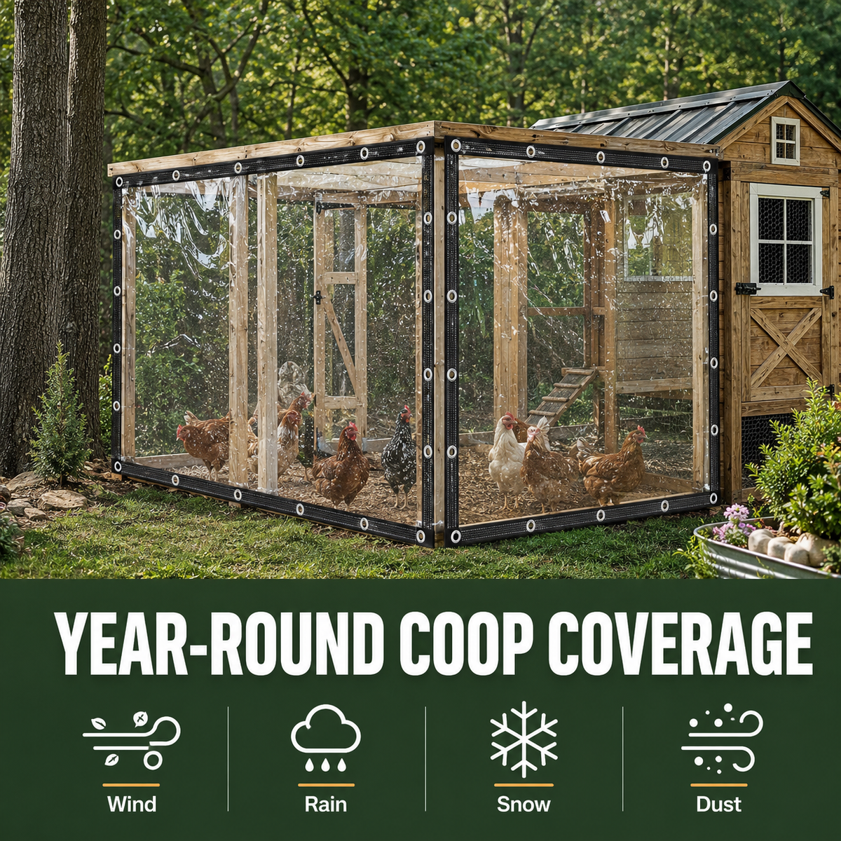 🍂 Heavy-Duty Clear Waterproof Tarp – Wind Protection & Warmth for Fall Outdoors